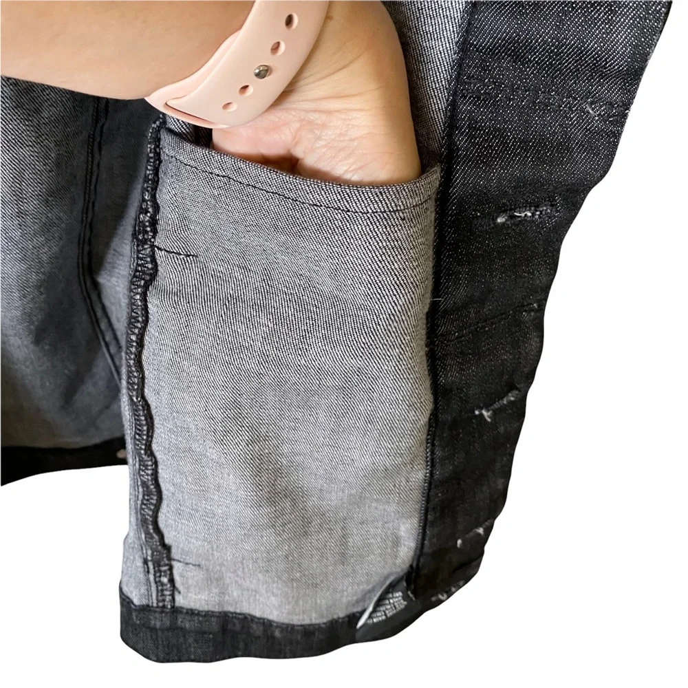 Hudson Jeans Moto Oversized Jacket Grey Black Denim Size Small - Picture 11 of 16